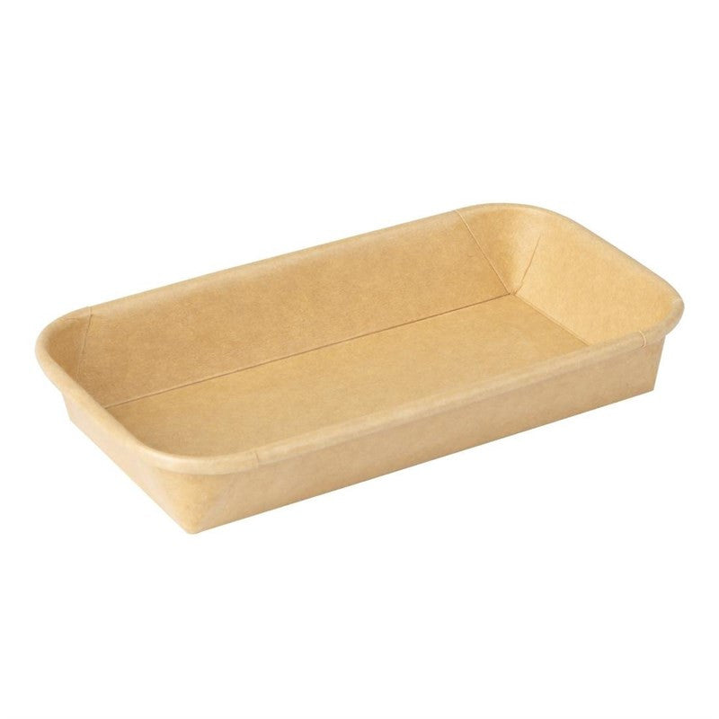 Barquetes de sushi recicláveis Pinto & Coelho, 16,5x11,5x2,4 cm, embalagem kraft natural, lote de 300 unidades