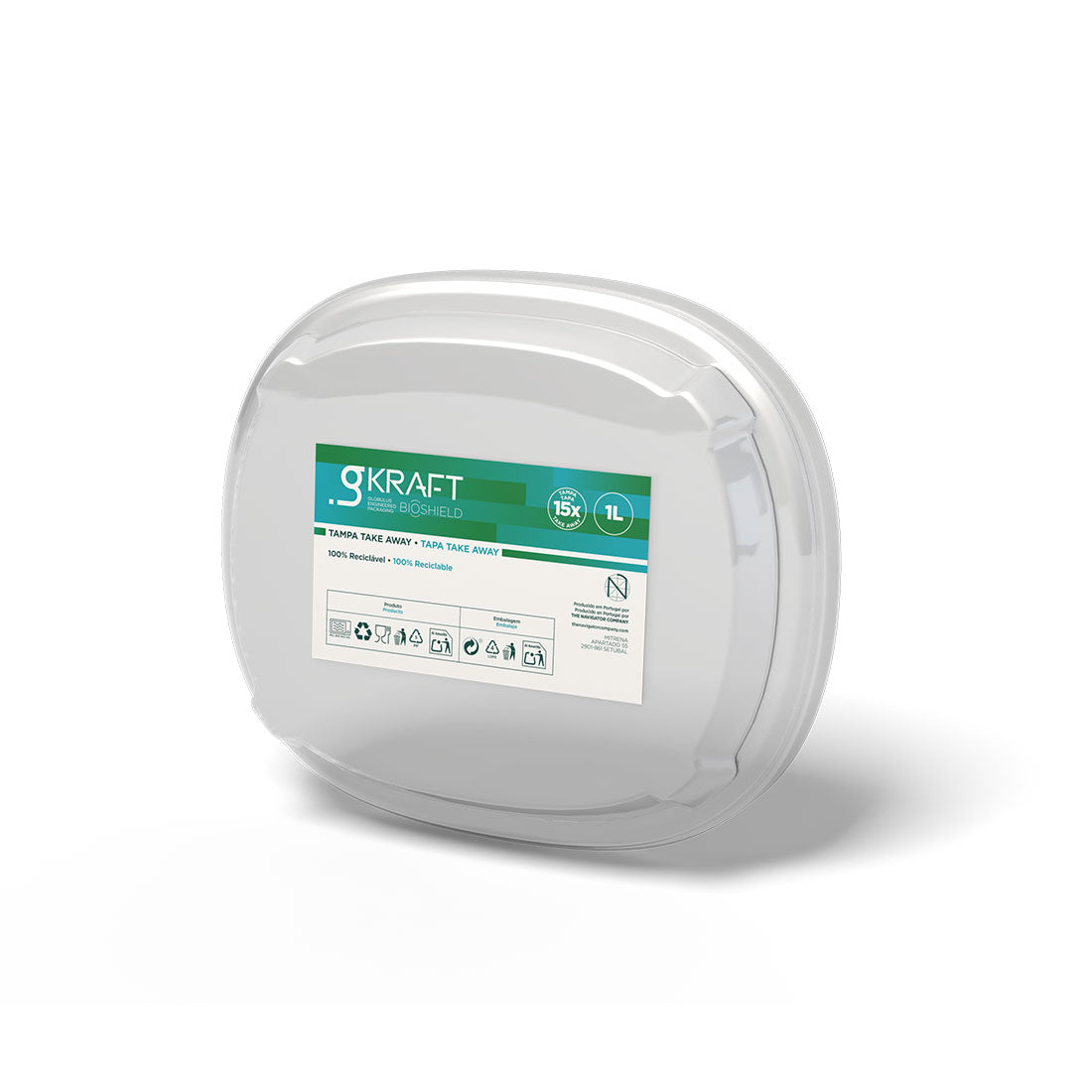 EMBALAGEM TAKE AWAY EM FIBRA DE PAPEL BRANCA COM TAMPA PP 1L (1000ML)