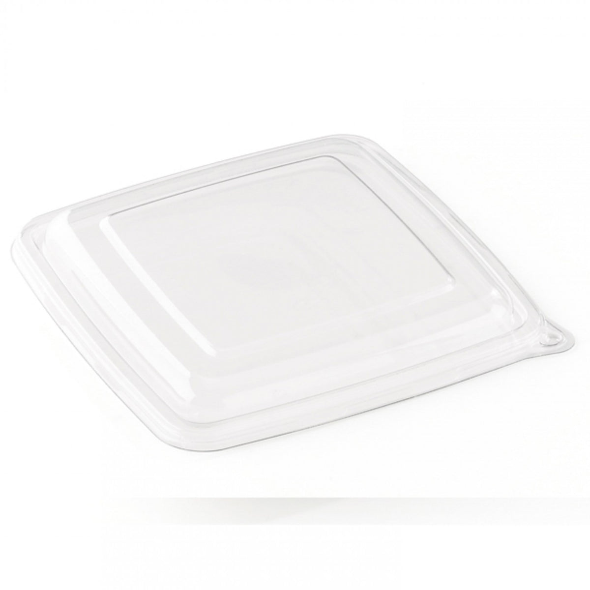 Capa transparente em rPET para embalagens de sushi Pinto & Coelho, medida 27x27x2,5 cm, ideal para alimentos.