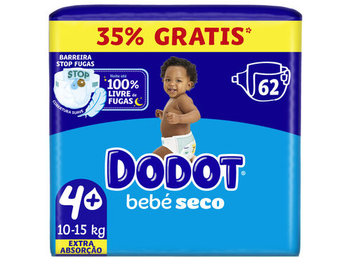 Dodot Bebé Seco Extra T4+ 62 fraldas