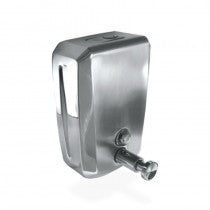 Dispensador de sabonete em aço inox de 1 litro, do fabricante Pinto & Coelho, com acabamento brilhante e design moderno.