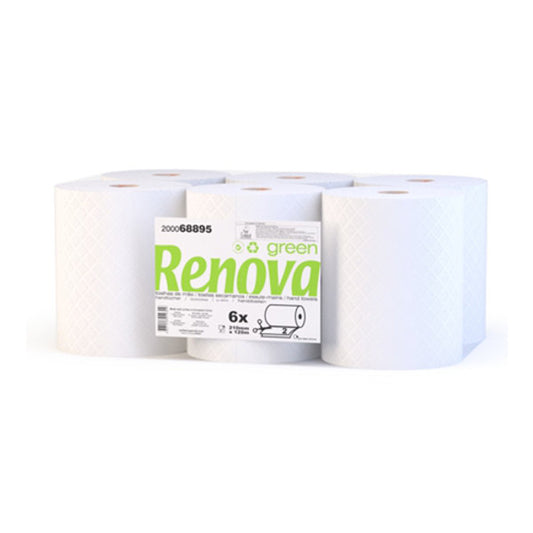 TOALHAS DE MÃO RENOVA GREEN 210MMX120MT 2 FOLHAS PACK COM 6 ROLOS