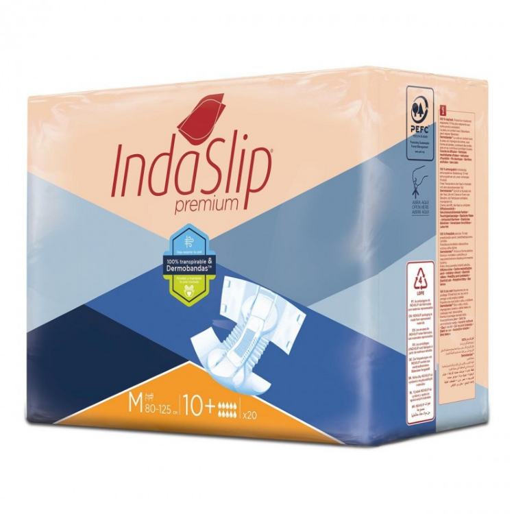 Fraldas Indaslip Premium Super Absorventes Tam. M10 p/ Adulto 20un