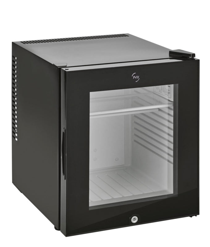 Minibar JVD TA 40 L com porta de vidro, compacto e elegante, ideal para quartos e ambientes de hospedagem.