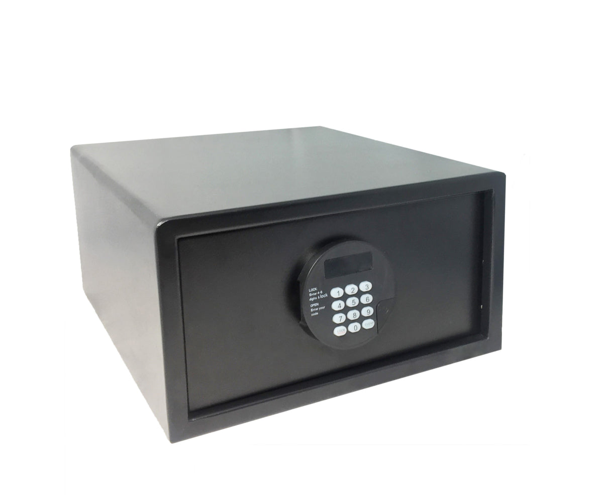Cofre de hotel JVD Fortress 14 polegadas com porta de segurança para armazenamento de valores e objetos de valor.