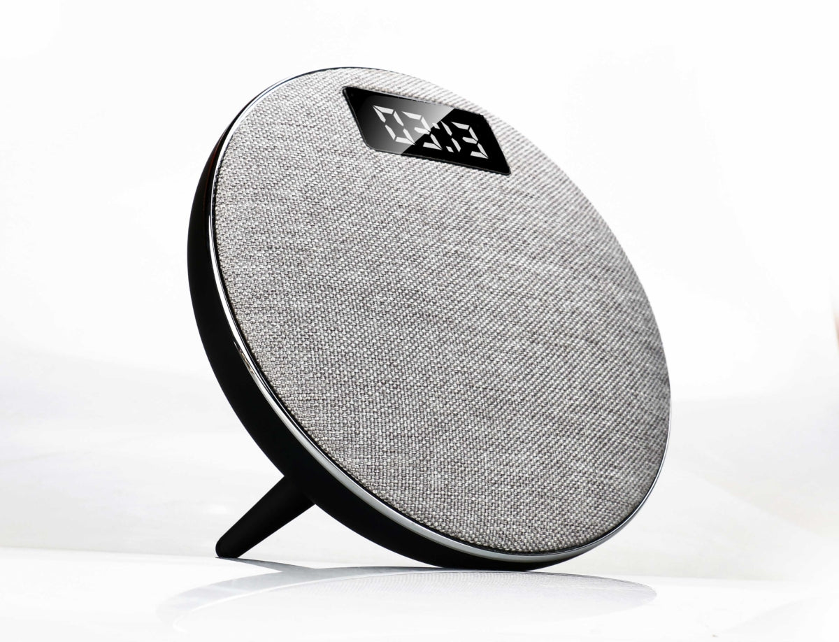 Estação despertador JVD Wuze, equipamento de quarto com visor digital e design moderno para despertar eficiente.