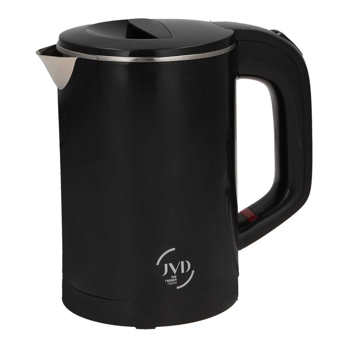 Chaleira JVD Envoye Compact preta mate de 0,6L, em aço inox, ideal para preparar chá ou café com estilo e praticidade.