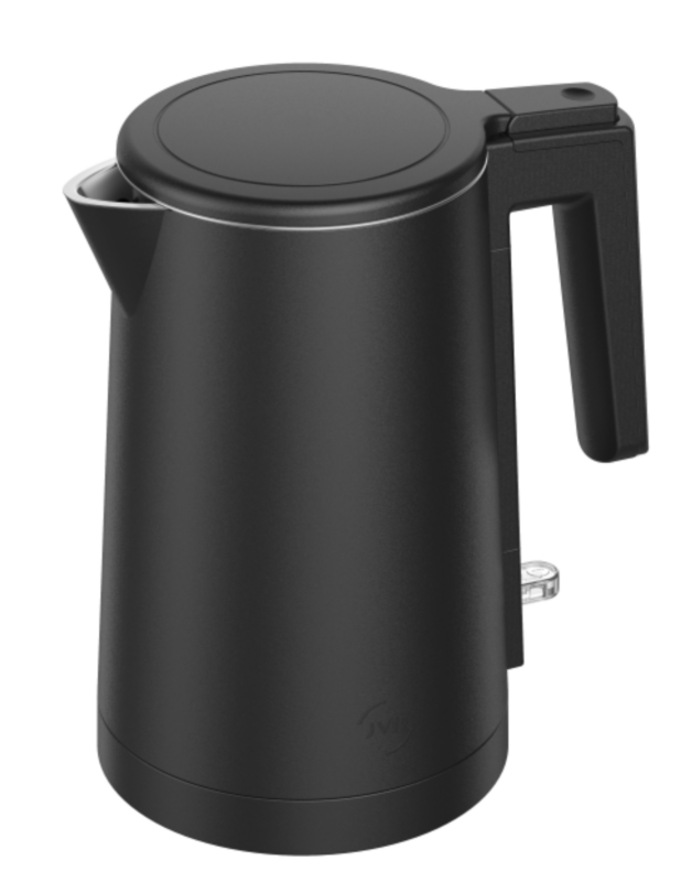 Chaleira JVD Divine 1L preta mate, chaleiras e café com design elegante e acabamento em preto fosco, ideal para preparar bebidas quentes