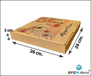 Caixas de pizza 350 g/m2 26x26x3,5 cm natural cartão microcanal