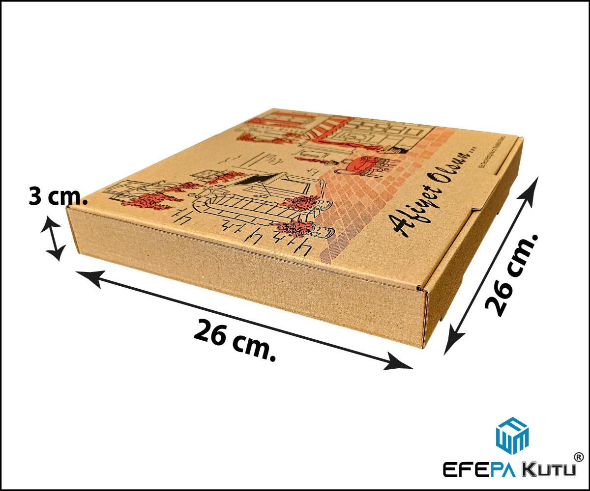 Caixas de pizza 350 g/m2 26x26x3,5 cm natural cartão microcanal