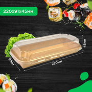 Recipientes para sushi de papel kraft, embalagens Pinto & Coelho, 20 peças, tamanho 22x9 cm, resistentes e naturais