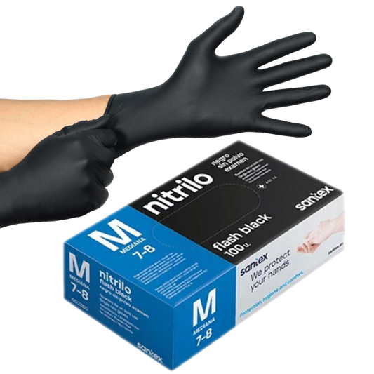 LUVA NITRILO PRETA SEM PÓ EXTRA FORTE (CX c/100)