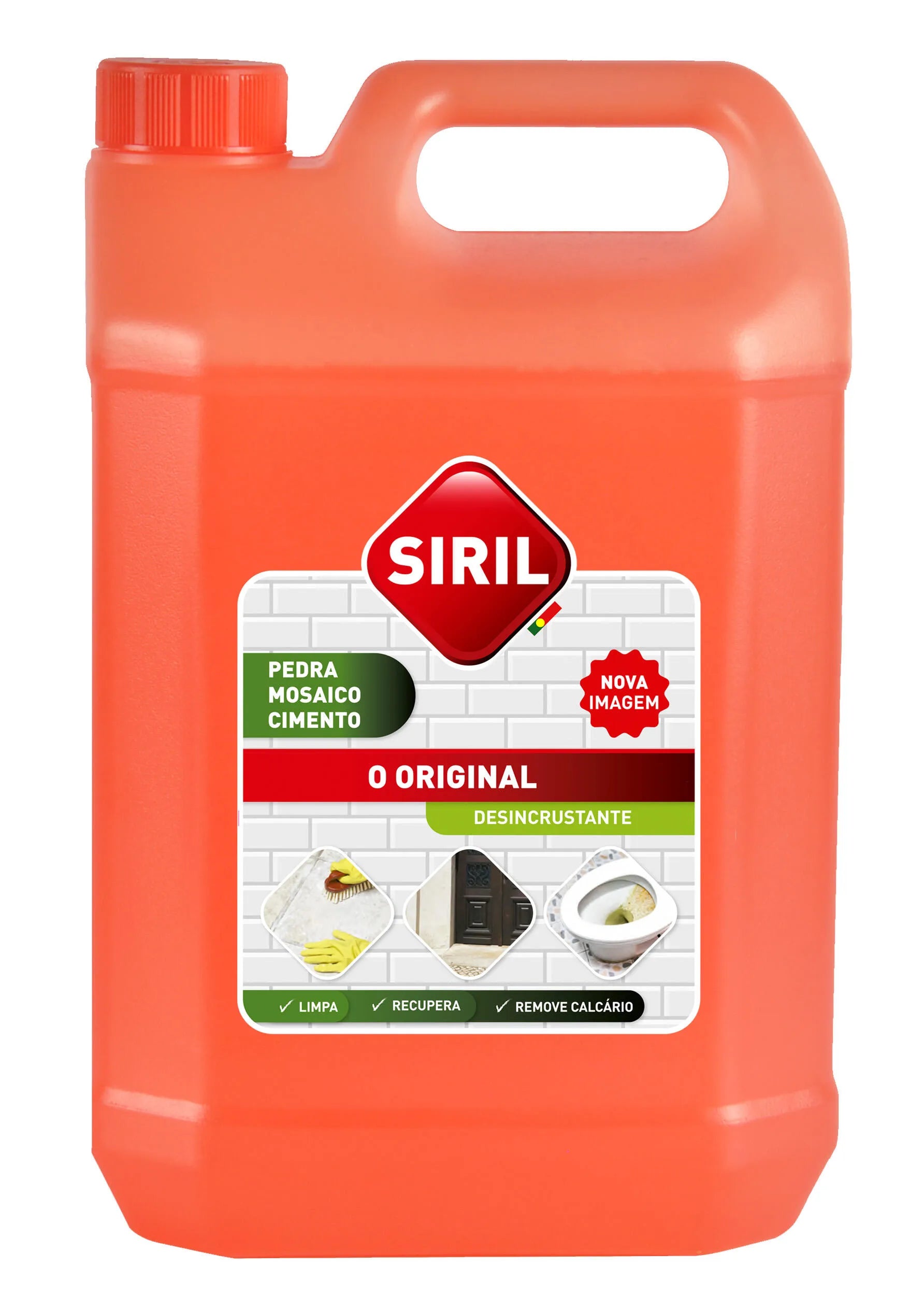 Desincrustante Pinto & Coelho Siril 5L, líquido transparente para limpeza facial profunda, em embalagem de 5 litros