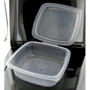 Embalagem de plástico PP com tampa incorporada de 1200 ml da marca Guillin, vista frontal com tampa fechada.