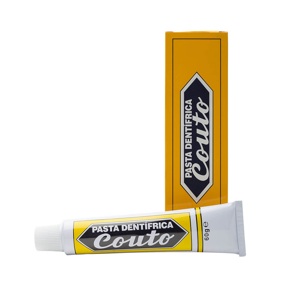Pasta Dentífrica Couto 60g - caixa e bisnaga em fundo branco