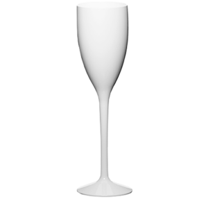 Copo flute PC branco 100 ml sobre fundo branco