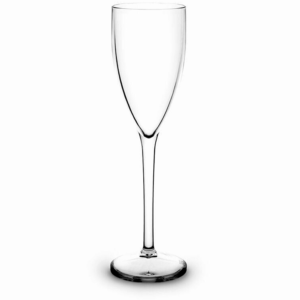 Copo flute PC transparente 100 ml sobre fundo branco