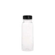 Garrafa PET de 250ml com tampa preta da Pinto & Coelho, ideal para bebidas, embalagem de plástico rPET.
