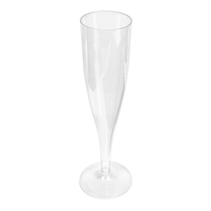Copo flute PS transparente luxo pequeno 100 ml sobre fundo branco