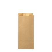 Saco de papel kraft castanho Pinto & Coelho SC05, 14+6 × 32 cm, vista frontal