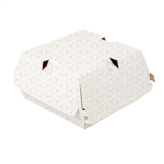 Conchas hambúrguer THEPACK 'cube' 14,7x14x7 cm branco/natural cartão nano-micro