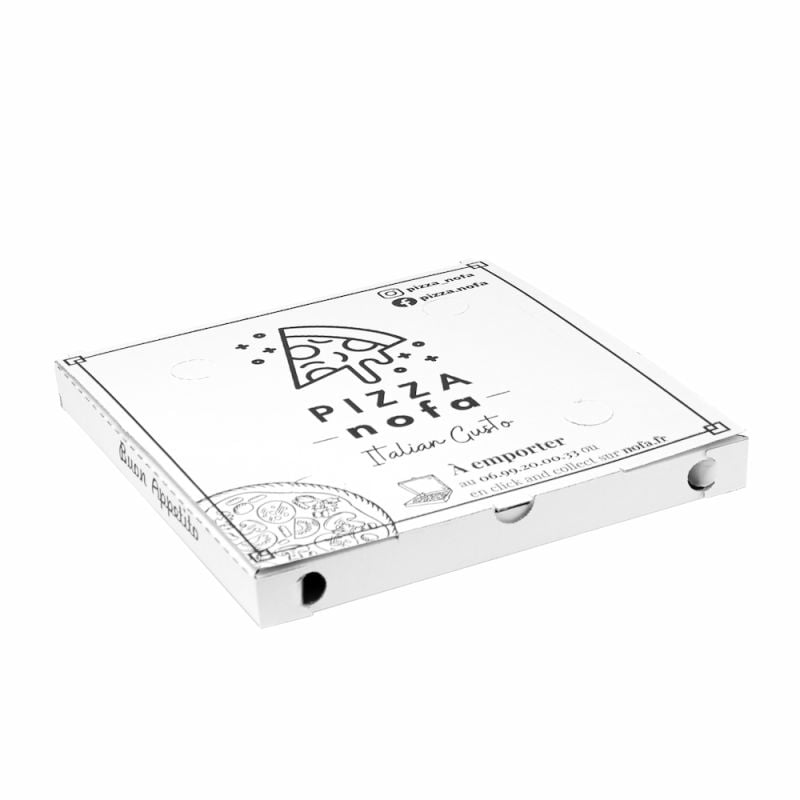 Caixas de pizza 348 g/m2 32x32x4 cm branco cartão microcanal